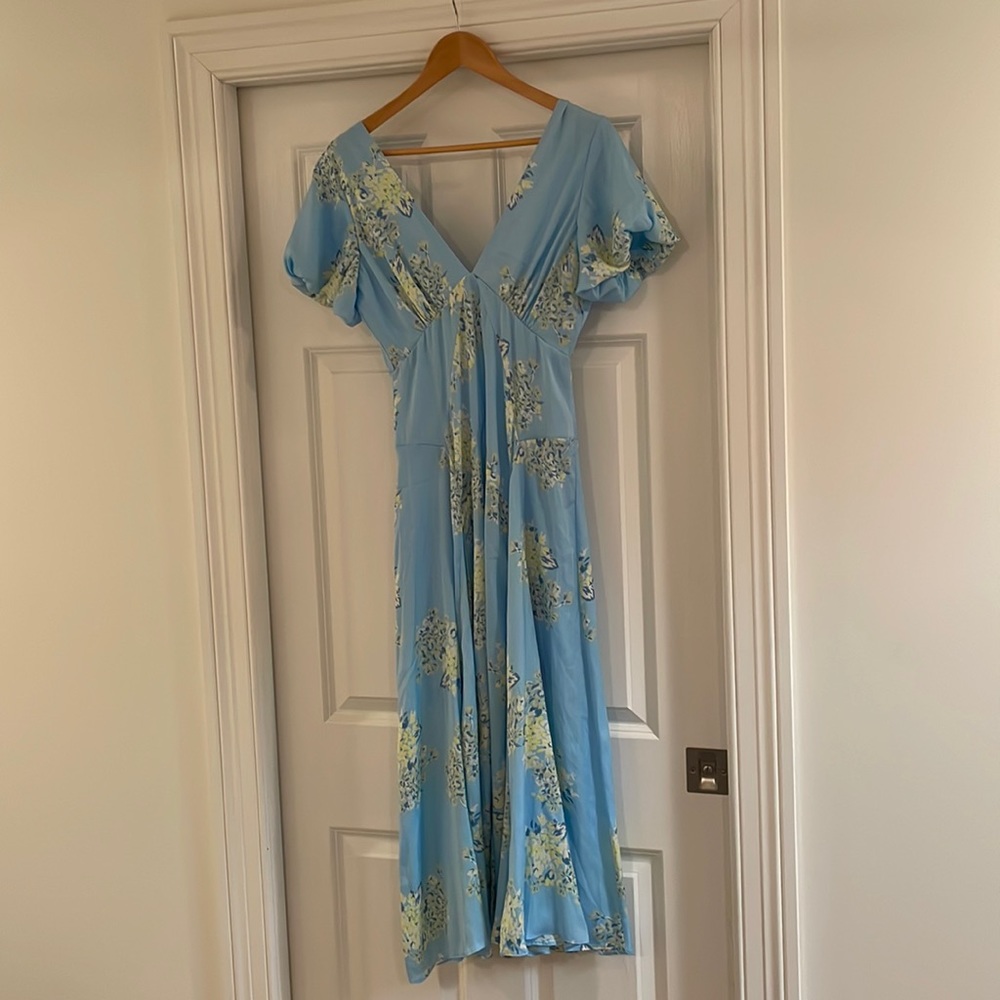 NWT Free People Laura Printed Maxi Dress in Sky Combo. Size Small